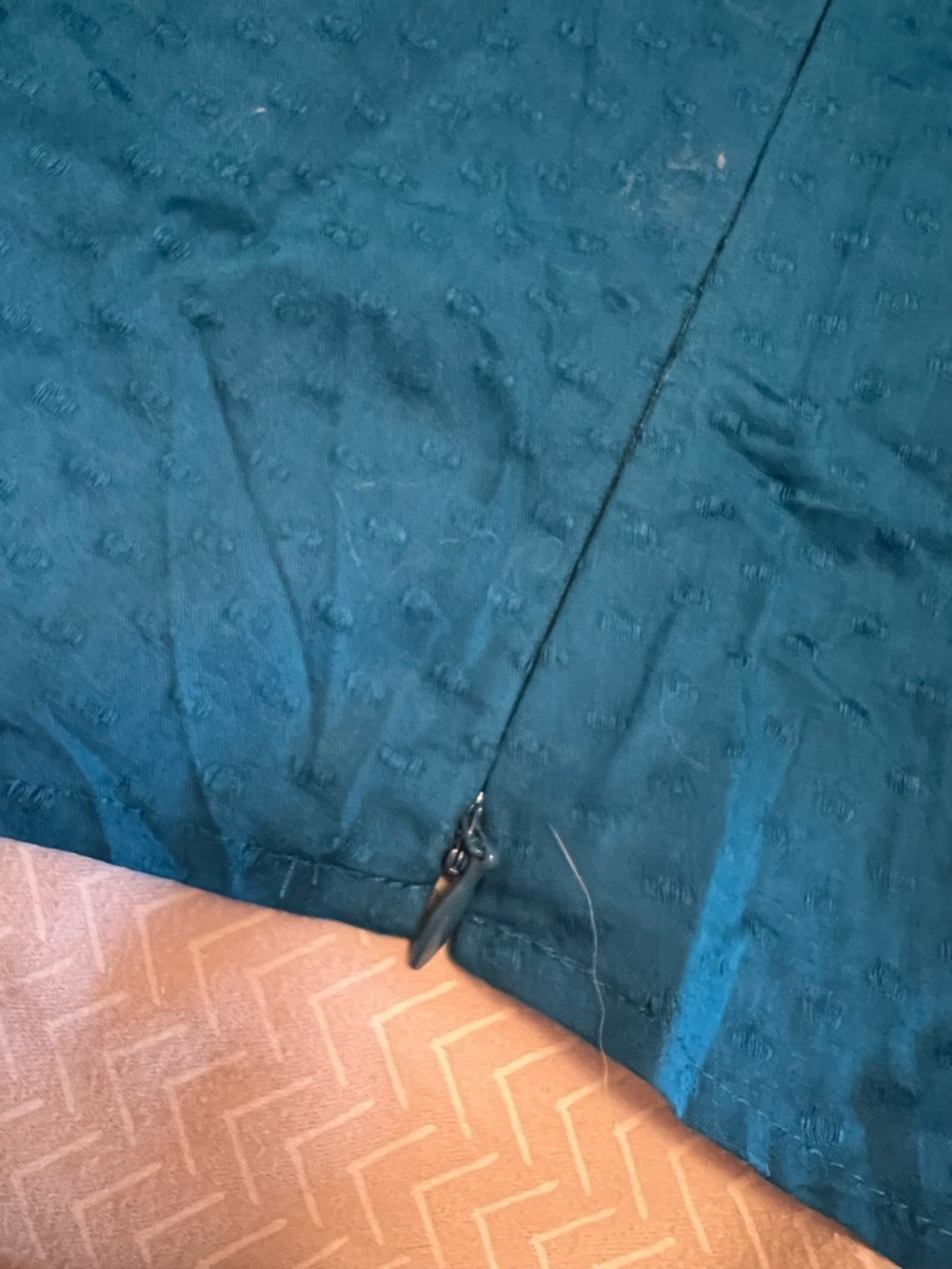 Ann Taylor Loft- Women's Teal Ruffle-Trim Short Sleeve Blouse (Cotton) - Picture 5 of 7